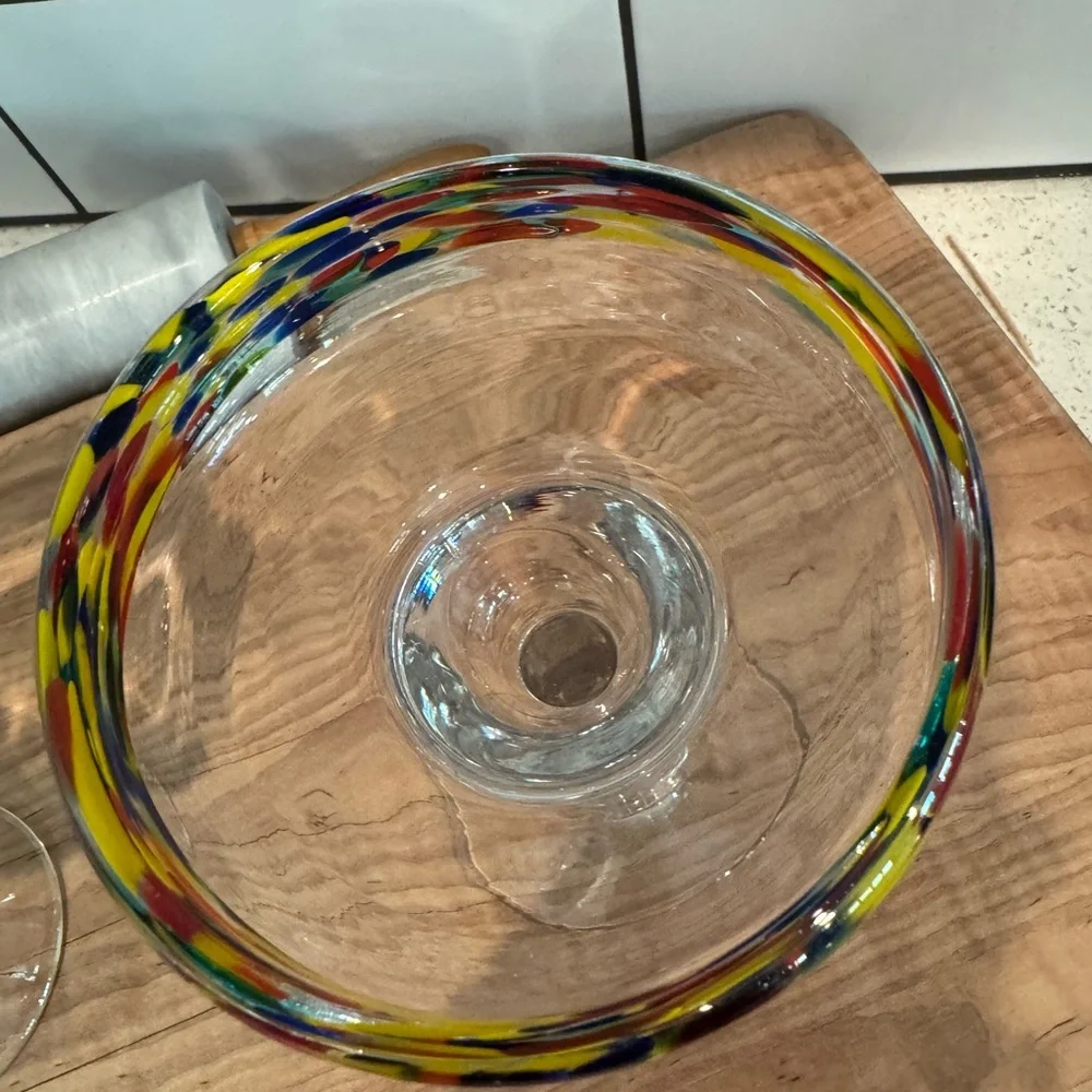 Set of 2 Confetti Glass Margarita Glasses – EUC - Picture 2 of 6